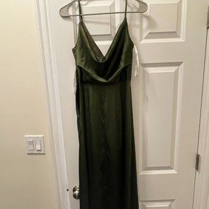 DB essentials David's Bridal martini olive bridesmaid dress